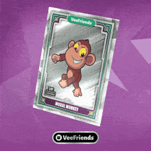 a silver card with a monkey on it that says moral monkey