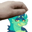 a cartoon character is wearing a hat and a hand is holding it over her head .