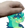 a cartoon character is wearing a hat and a hand is holding it over her head .