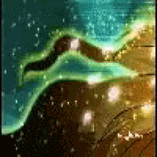 a painting of a person 's face with a green background