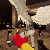 a screenshot of a video game shows a character with white wings and the name hello_mon
