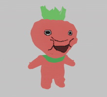 a cartoon drawing of a tomato with a green crown on top