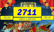 a poster for museum bola toto macau with a dragon on it