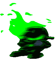 a drawing of a green and black object on a white background ..