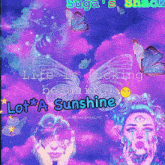 a purple background with butterflies and the words life is fucking beautiful lot a sunshine
