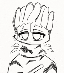 a black and white drawing of a person with their eyes closed and a crown on their head