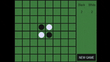 a game with black and white circles on a green board