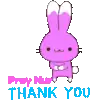 a pixel art of a purple bunny rabbit saying thank you .