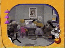 a picture of a room with stuffed animals and a picture on the wall