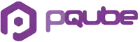 a purple logo that says pqube on it