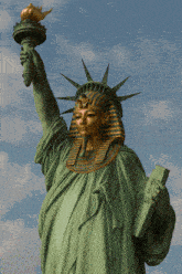 a statue of the statue of liberty with a pharaoh head