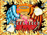 a cartoon illustration of an angel and a devil with the words etern tech on the bottom right