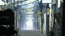 a narrow alleyway with a sign that says 2 % off
