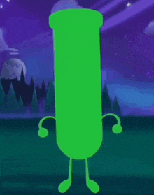 a cartoon character with arms and legs is standing in a field .