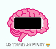 a brain with a battery that is empty and the words us three at night