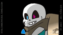 a cartoon drawing of a skeleton with a heart in his mouth and the website talkunderverse.tumblr.com