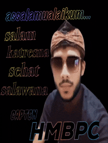 a man wearing sunglasses and a turban is surrounded by text that says assalamualaikum