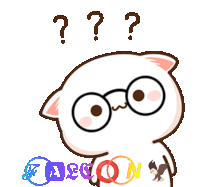 a cartoon cat wearing glasses has a question mark above his head