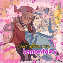 a picture of a man and a woman with the words good afternoon lemonfairy on it
