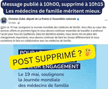 a facebook post that says post supprimé on it
