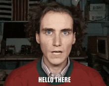 a man says hello there in front of some boxes of crowns