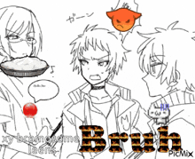 a black and white drawing of a boy and a girl with the word bro on it