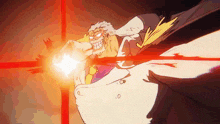 a cartoon of a man holding a gun with a red light coming out of his hand