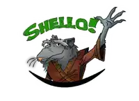 a cartoon of a rat with the words shello written above it