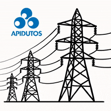 an apidutos logo with a drawing of a power tower