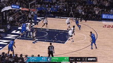 a basketball game is being played between okc and denver