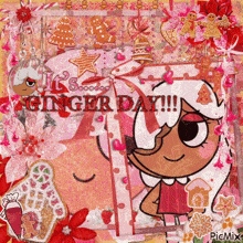 a picture of a gingerbread girl with the words " it 's ginger day !!! "