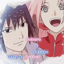 a picture of sakura and sasuke with the words only de aether on the bottom