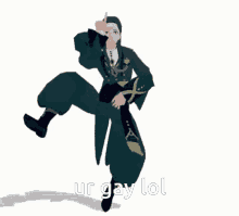 a 3d model of a person dancing with the words ur gay lol below it