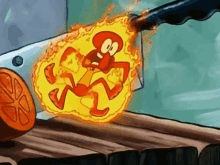 Burning Squidward GIF