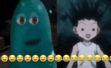 a picture of a ghost and a picture of a boy with smiley faces