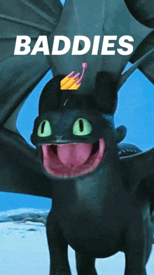 toothless from how to train your dragon has a pink tongue sticking out