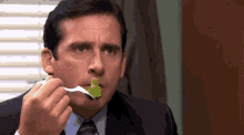 michael scott office eating brocolli