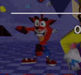 a video game character named crash bandicoot is standing in a maze