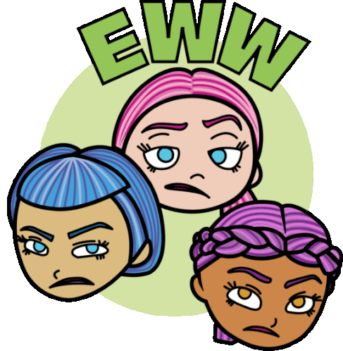 Spygirls Look Grossed Out, Says Ew Sticker - Ugly Dolls Eww Disgusted Stickers