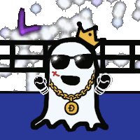 a cartoon ghost wearing sunglasses and a gold chain