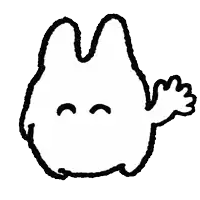 a black and white drawing of a bunny rabbit waving .