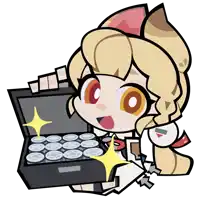 a cartoon girl is holding a box full of coins