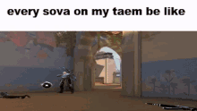 a screenshot of a video game with a caption that says every sova on my taem be like