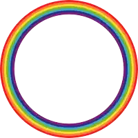 a rainbow colored circle with a white center on a white background