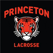 a princeton lacrosse logo with a red tiger on a black background