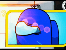 a blue among us character with a yellow frame around him