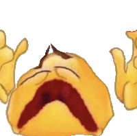 a cartoon drawing of a crying smiley face with its mouth open