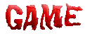 the word game is written in red pixel art .