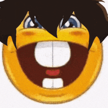 a close up of a smiley face with a big mouth and teeth