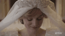 Wearing Wedding Veil Princess Diana GIF - Wearing Wedding Veil Princess Diana The Crown GIFs
